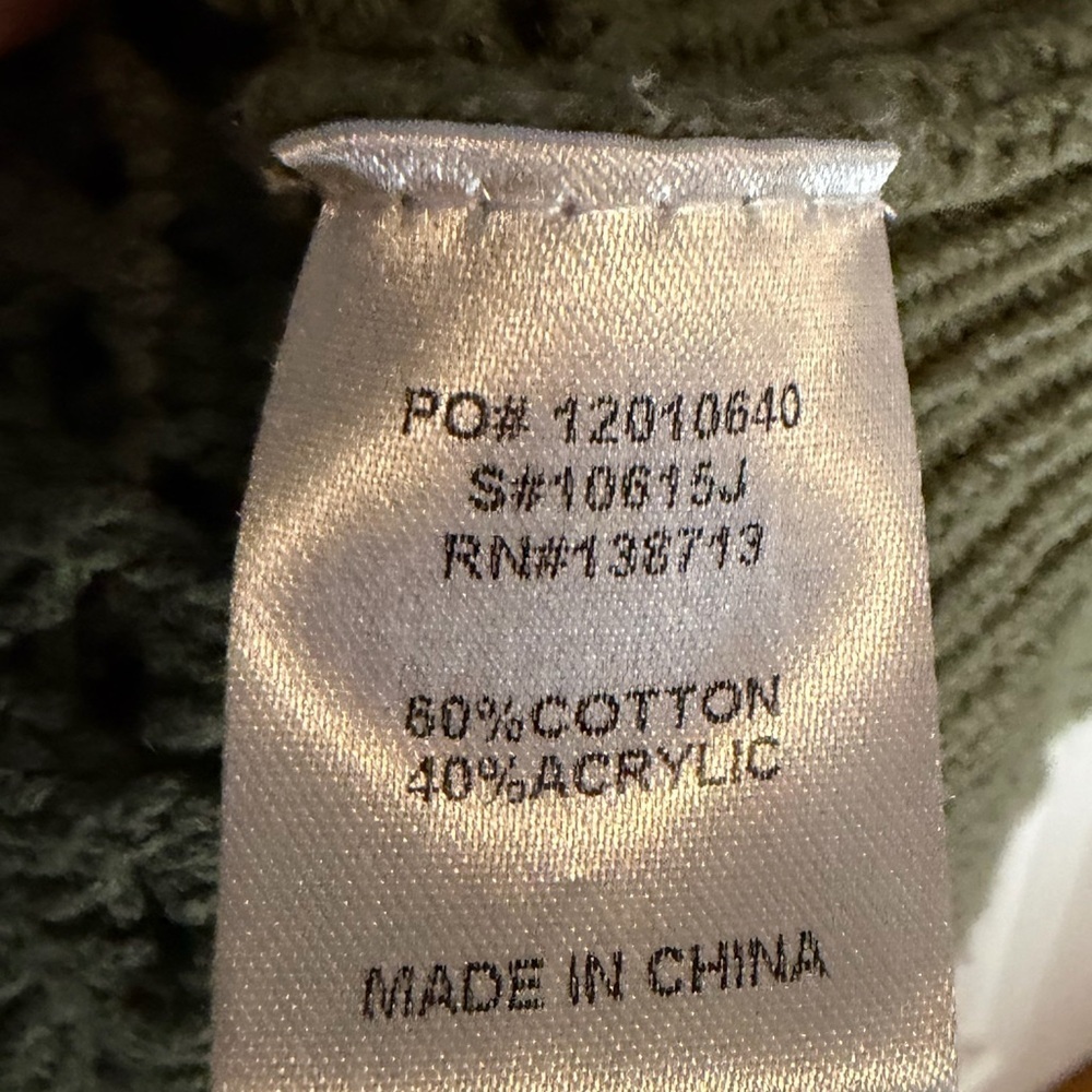 Doe and Rae Cherished Moment Open Knit Zip Up Cardigan Olive Size Large - Picture 3 of 9